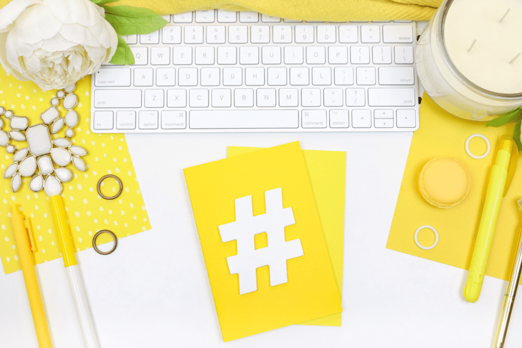 hashtags on small business desk